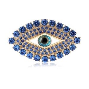 Gaze Evil Eye Royal Blue Crystals Brooch